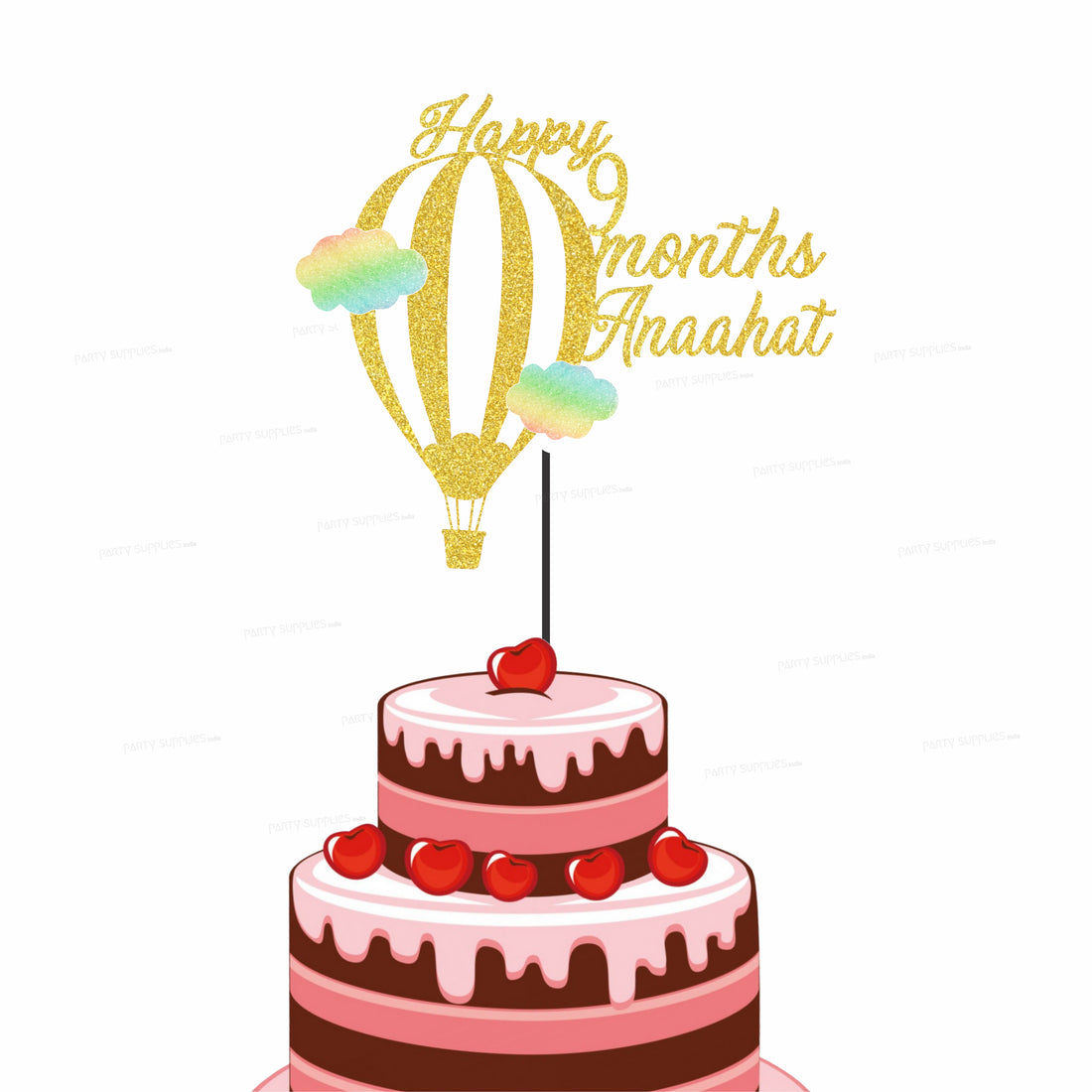 Hot Air Theme Girl Customized Cake Topper