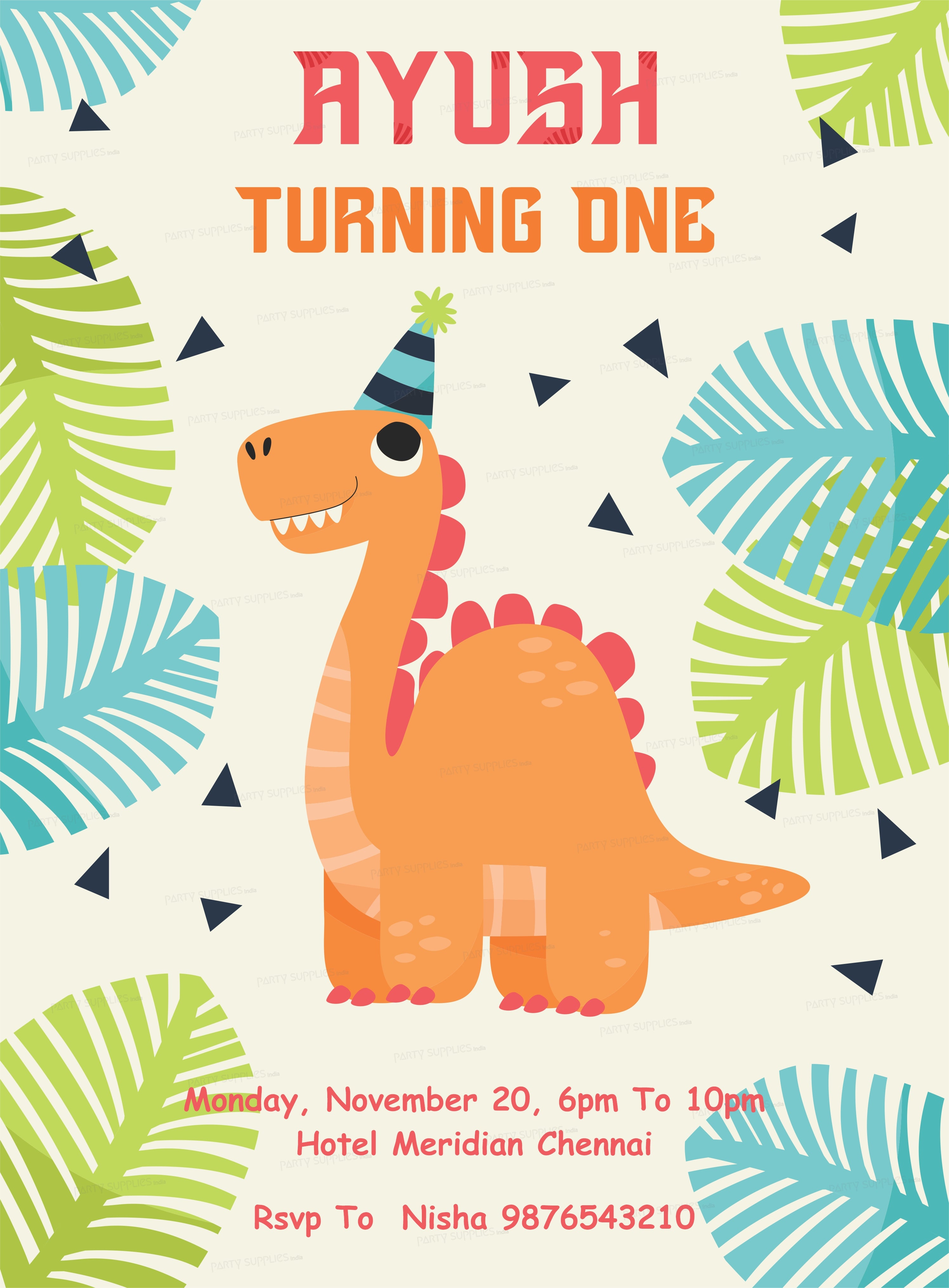 PSI Dinosaur Theme Customized Invite