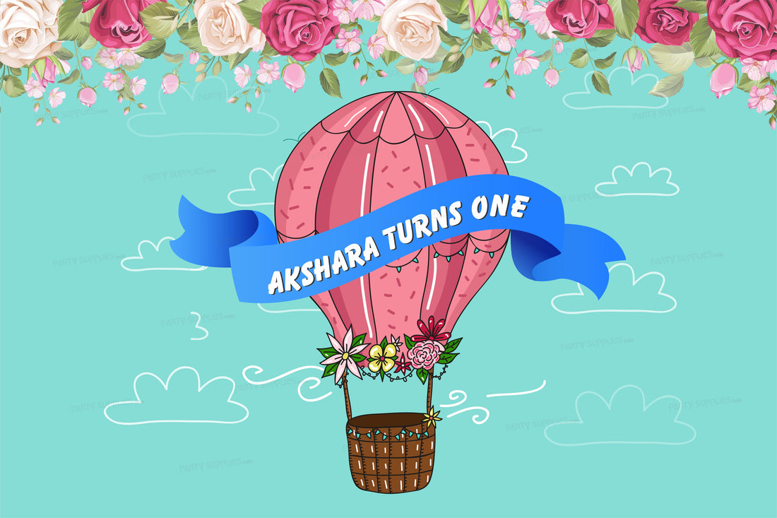 Hot Air Theme Girl Personalized Backdrop