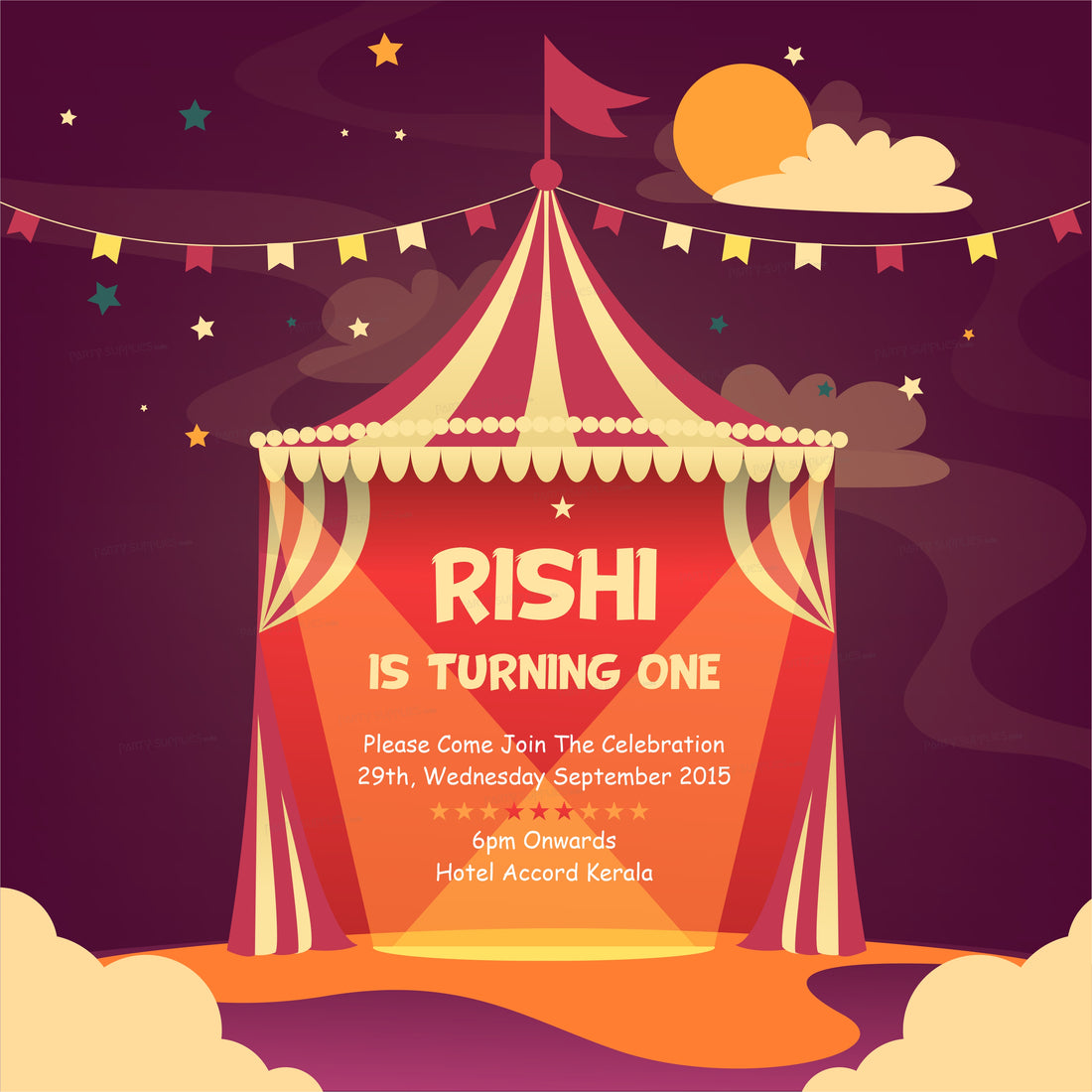 Circus Theme Customized Invite