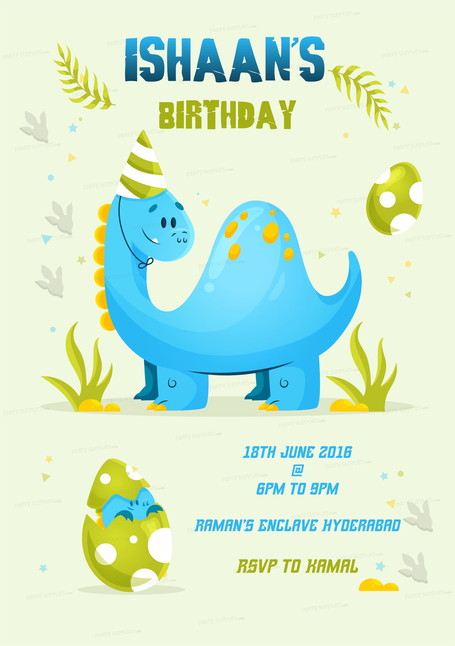 PSI Dinosaur Theme Personlized Invite