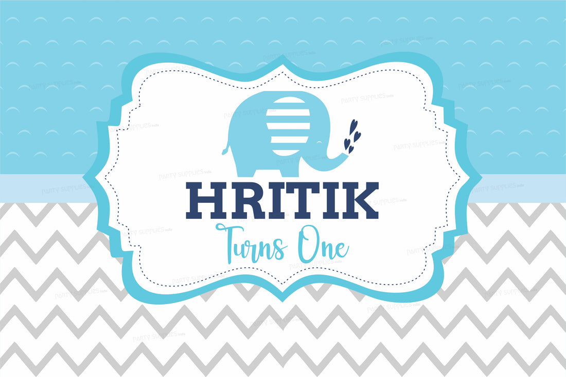 Blue Elephant Theme Customized Backdrop