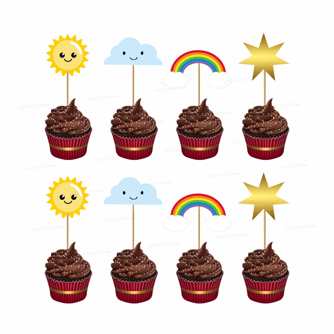 Sunshine Theme Boy Cup Cake Topper