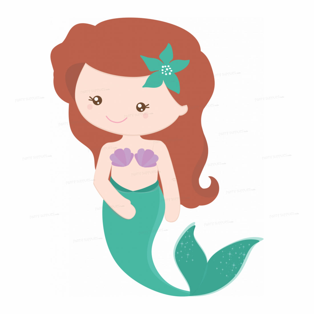 Mermaid Theme Semi Girl Green Cutout