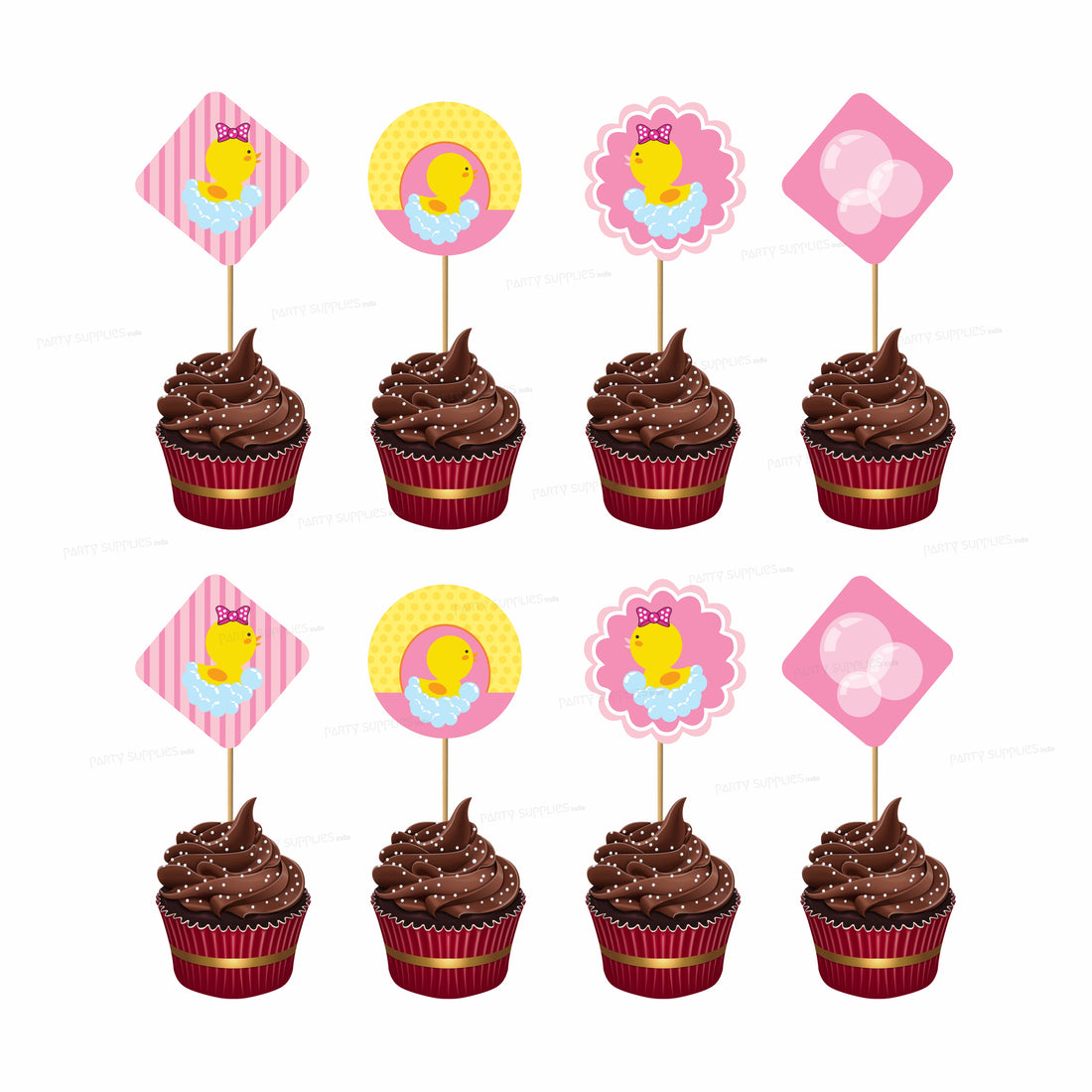 Duck Theme Girl Style Cupcake Topper