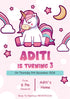 Unicorn Theme Personalized Invite - image 1 of 2 | Party Supplies India