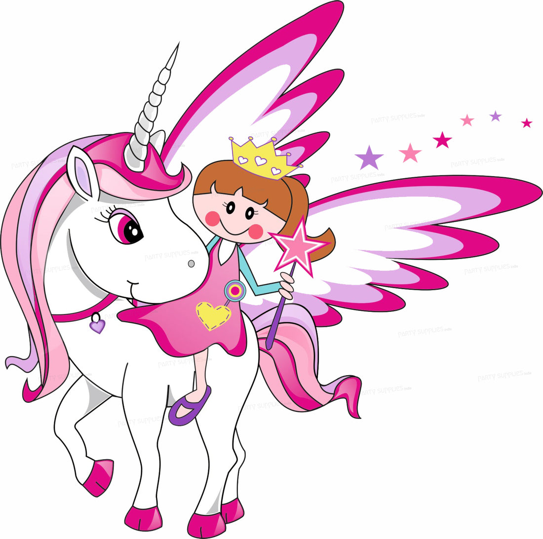 Unicorn Theme Girl and Horse Cutout