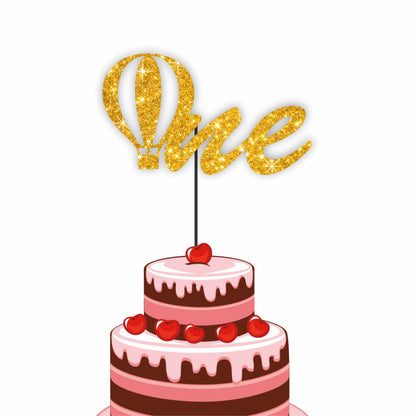 Hot Air Theme Boy with Baby Age Cake Topper