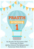 Hot Air Theme Boy Customized Invite - image 1 of 2 | Party Supplies India