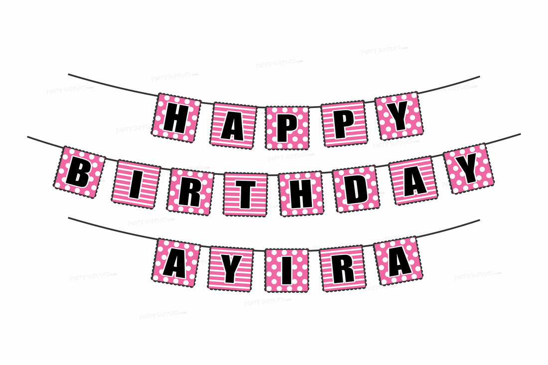 Minnie Mouse Theme Name Flag Hanging