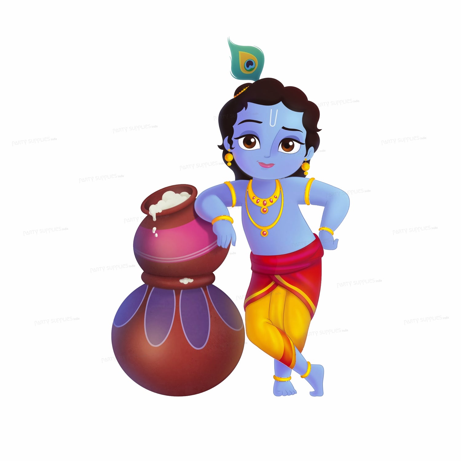 Little Krishna Standing with Pot Theme Cutout