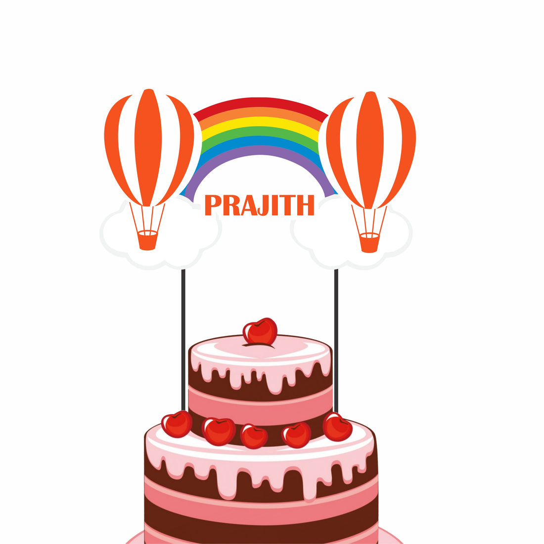 Hot Air Theme Boy with Baby Name Cake Topper