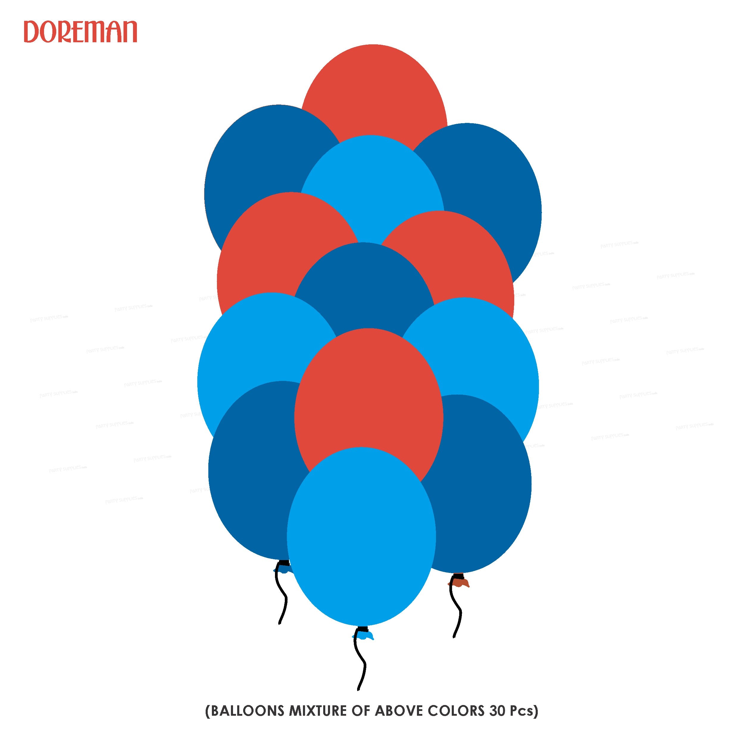 Doraemon Theme Colour 30 Pcs. Balloons