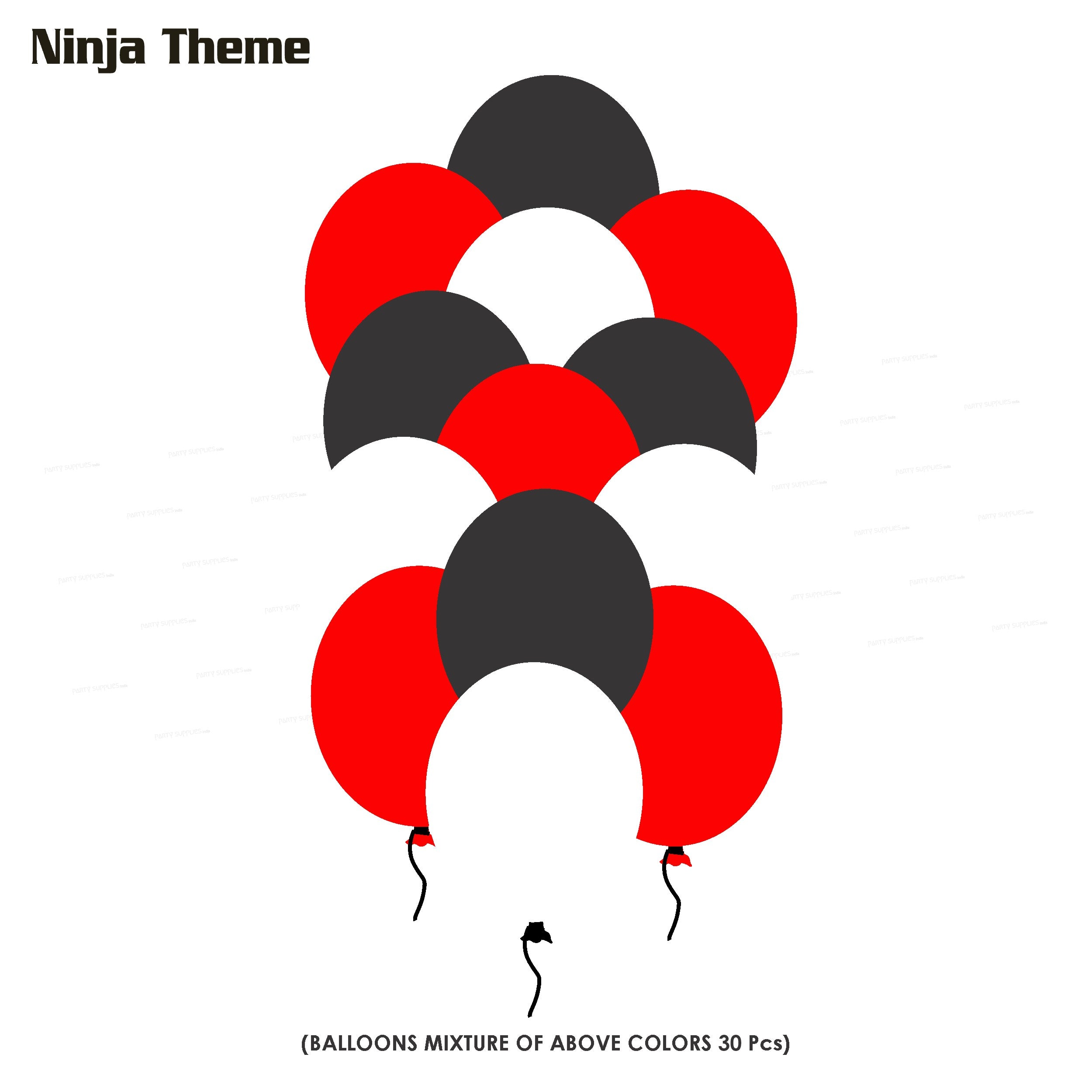 PSI Ninja Theme Colour 30 Pcs. Balloons