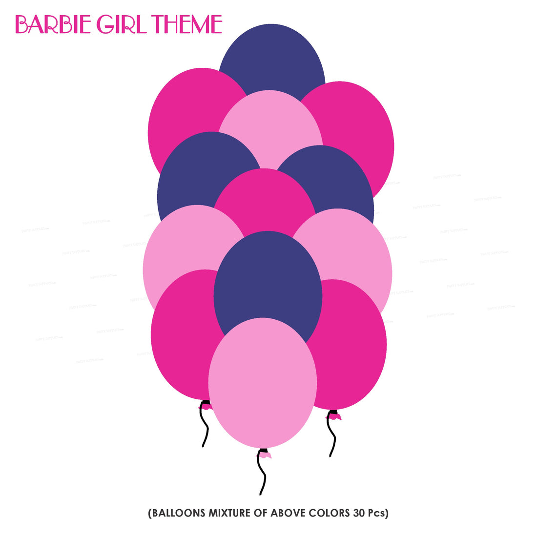 PSI Barbie Theme Colour 30 Pcs. Balloons