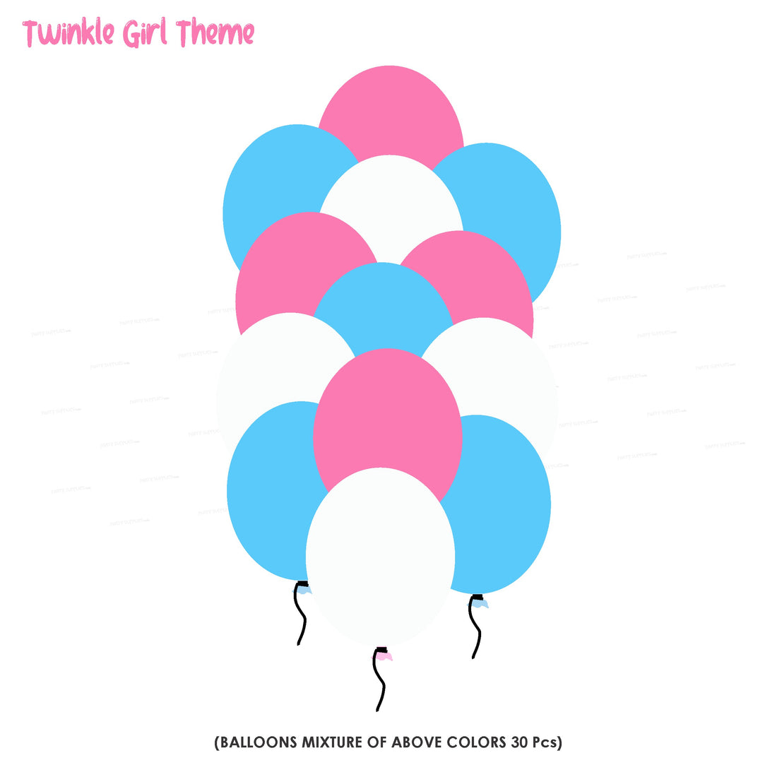 Twinkle Twinkle Little Star Girl Theme Colour 30 Pcs. Balloons