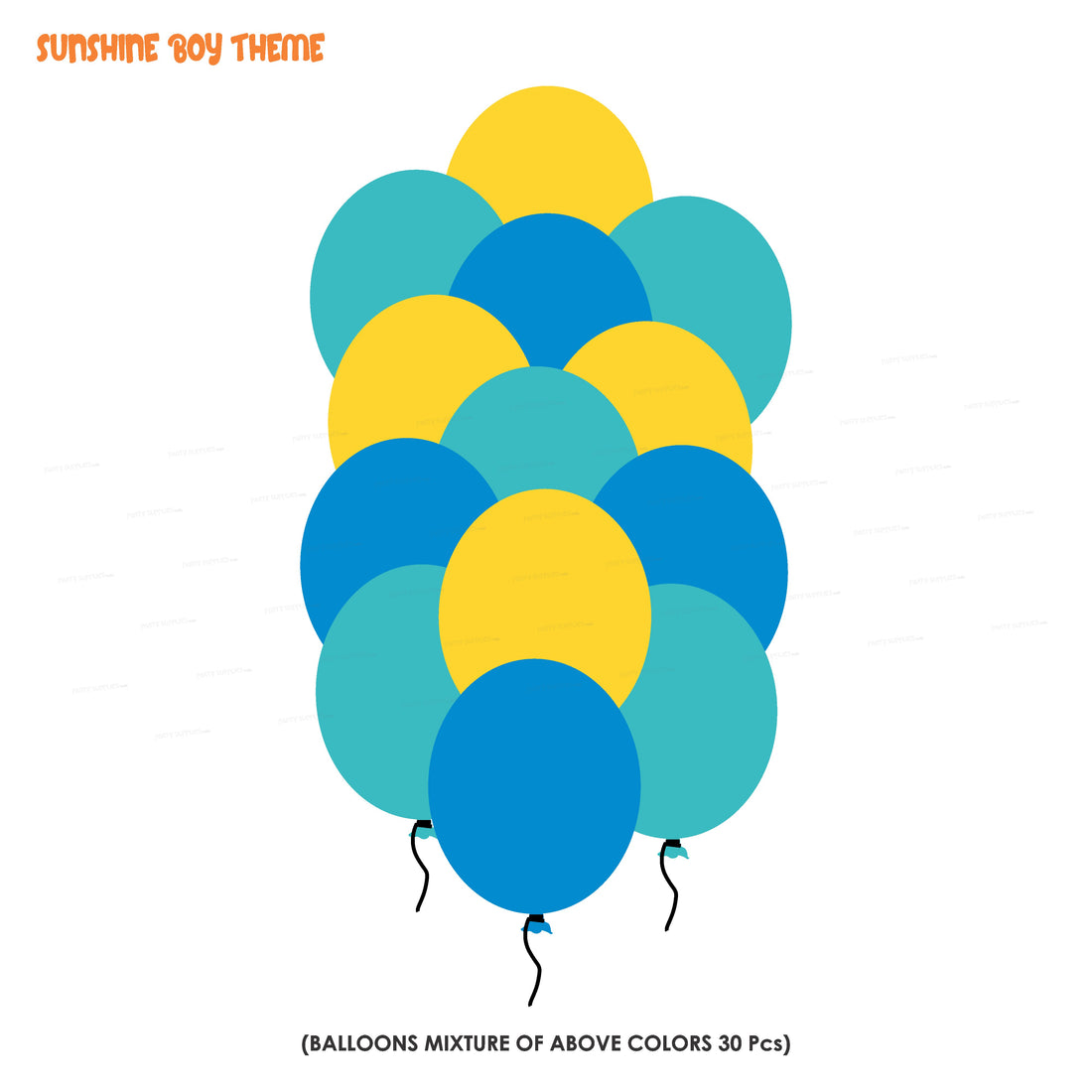 PSI Sunshine Boy Theme Colour 30 Pcs Balloons