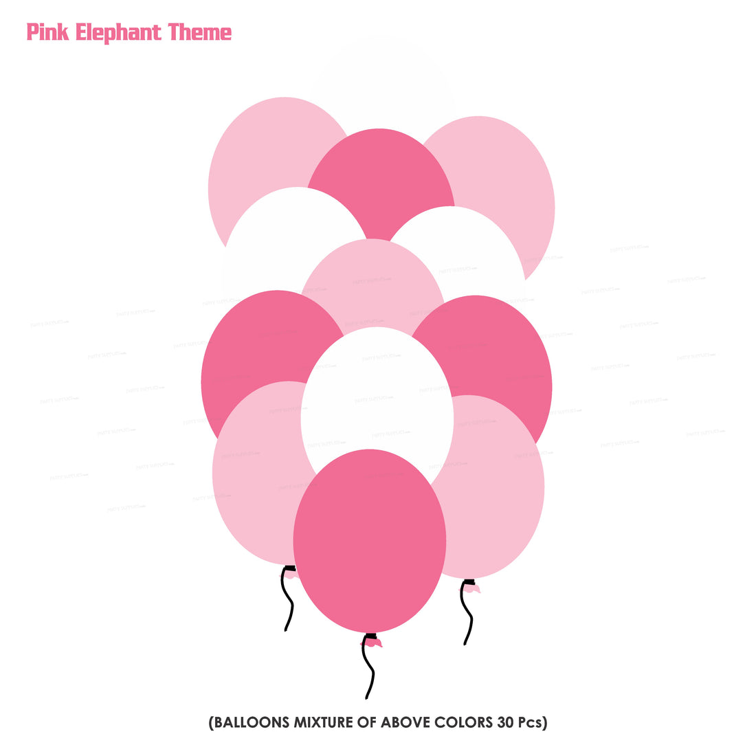 Pink Elephant Theme Colour 30 Pcs Balloons