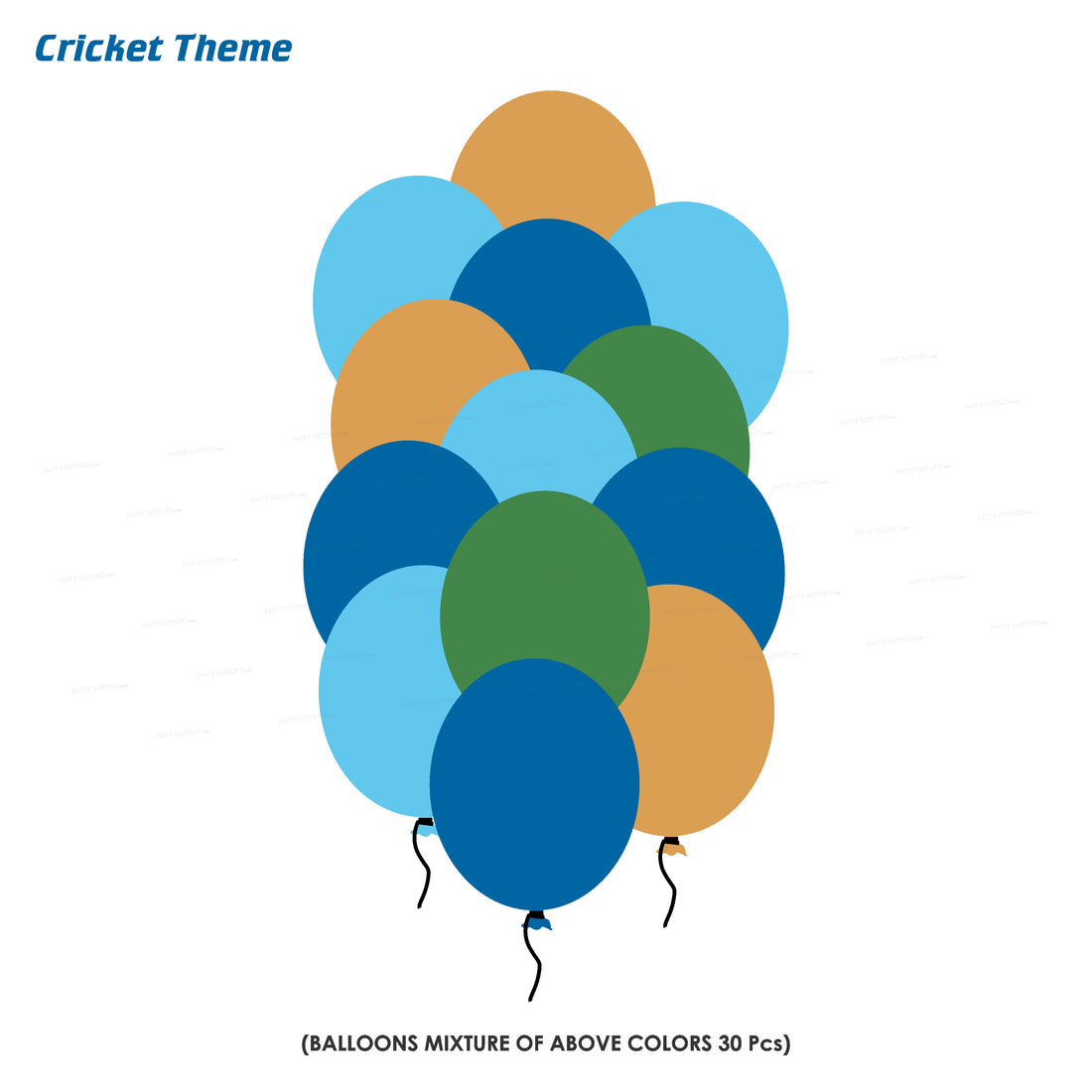 Cricket Theme Colour 30 Pcs Balloons