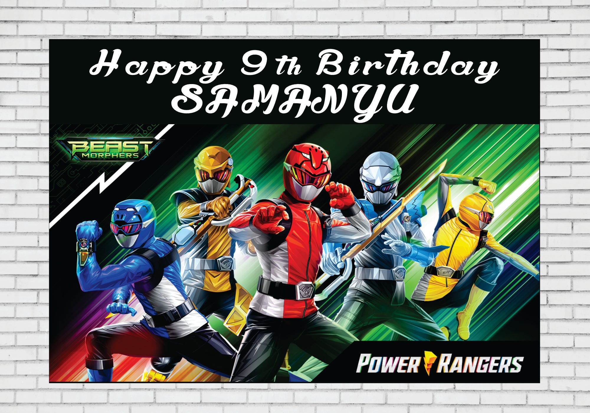 PSI Power Rangers Theme Personalized Backdrop