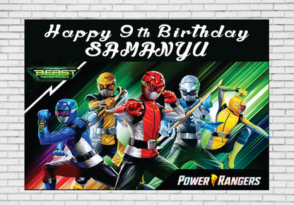 Power Rangers Theme Personalized Backdrop