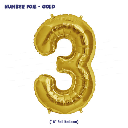 Number 3 Premium Gold Foil Balloon