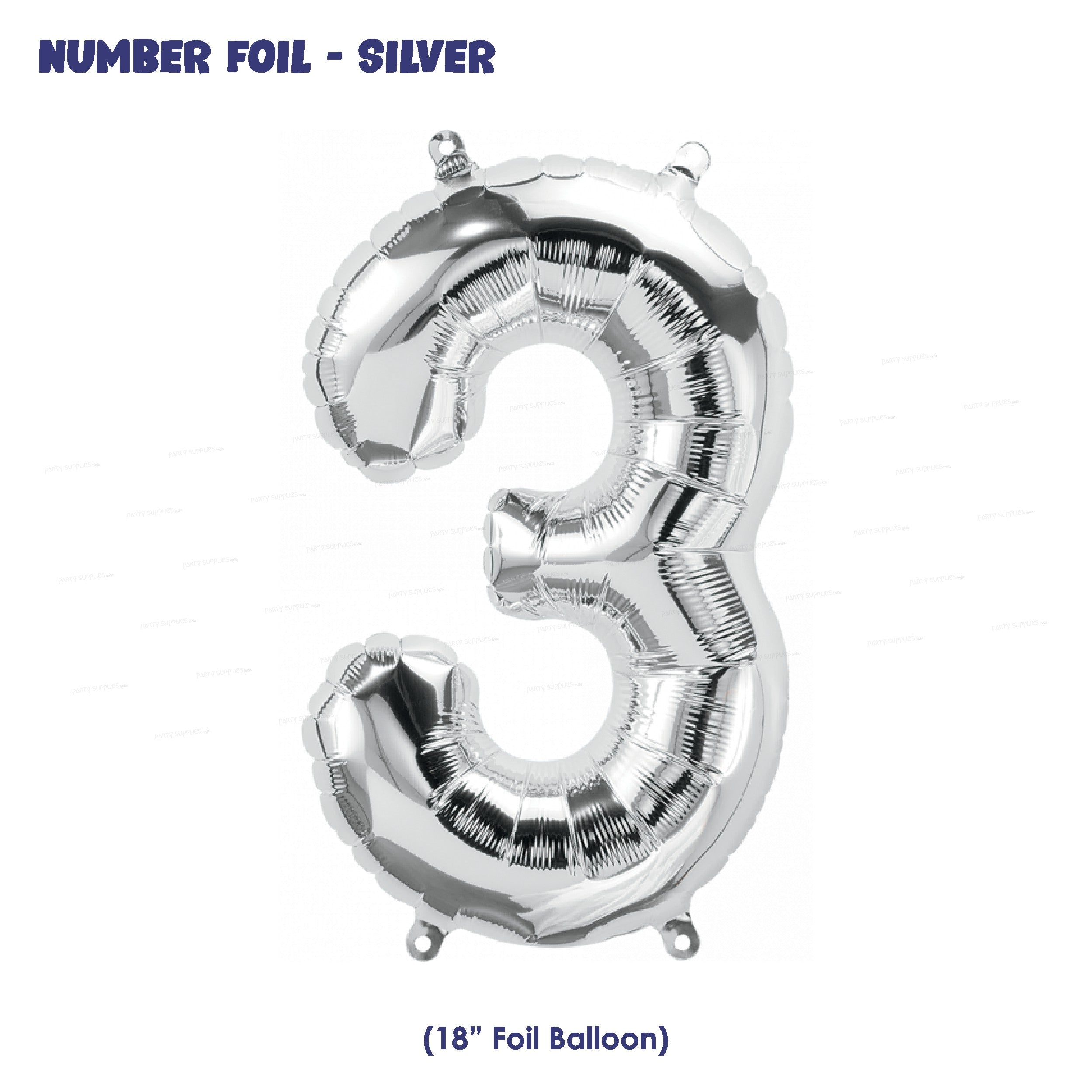 Number 3 Premium Silver Foil Balloon