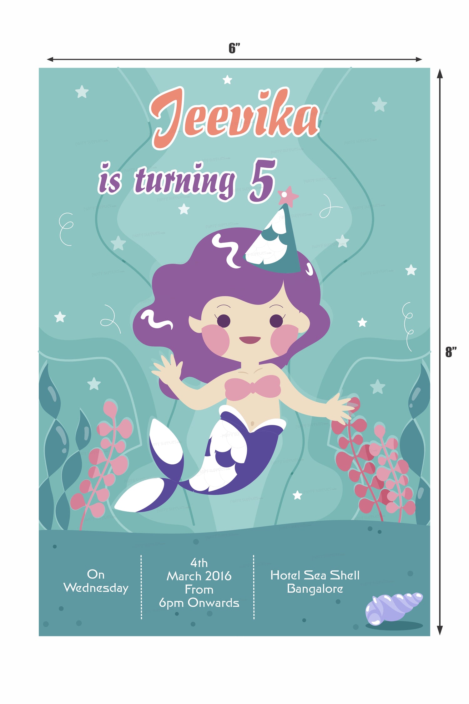 Mermaid Theme Customized Invite