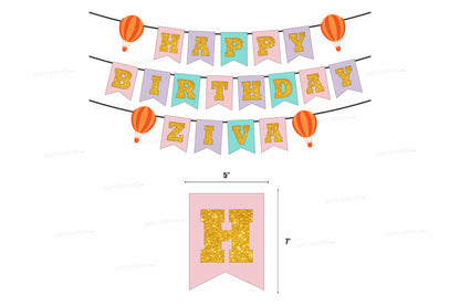 Hot Air Theme girl Personalized with Name Hanging