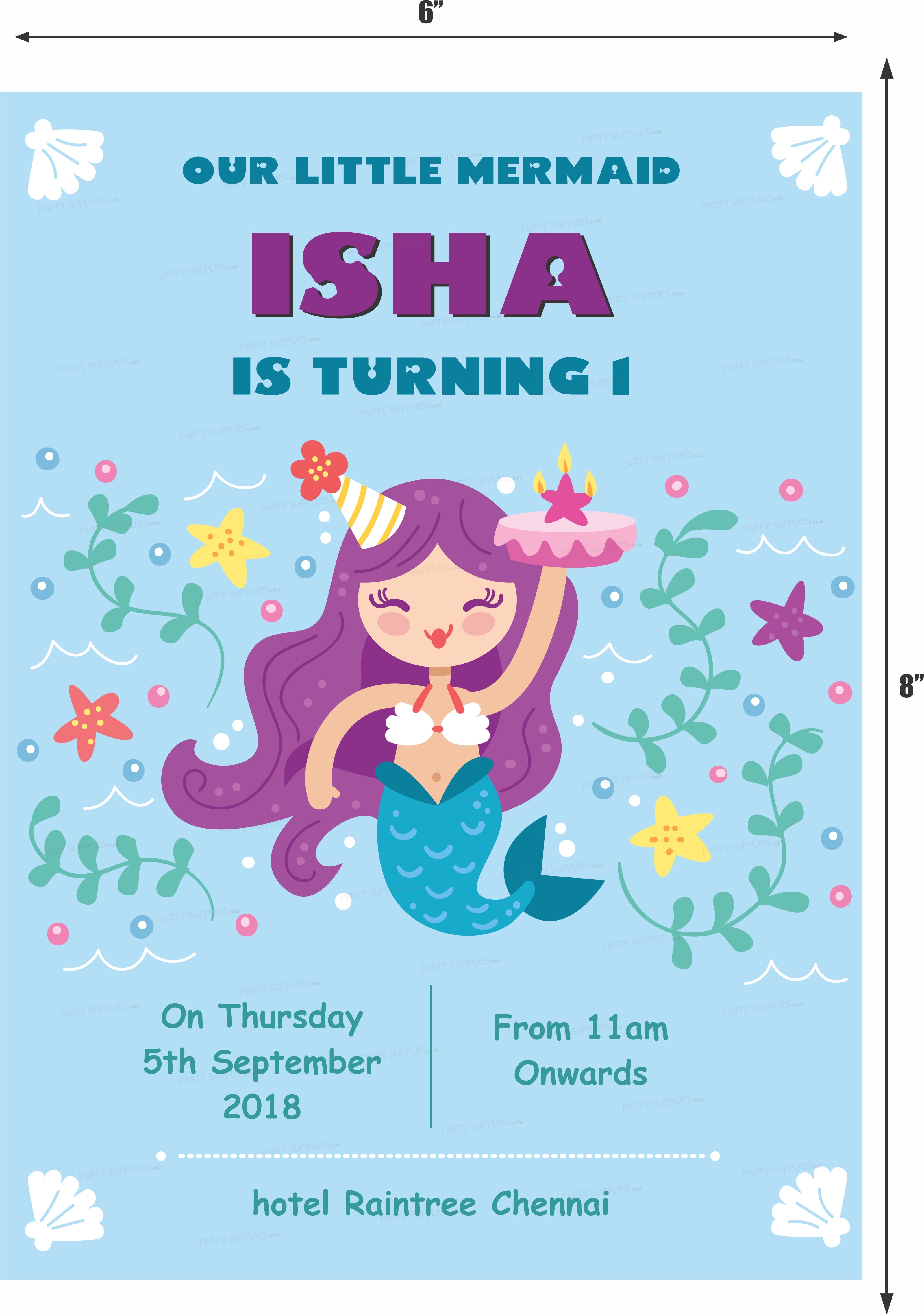 Mermaid Theme Personalized Invite