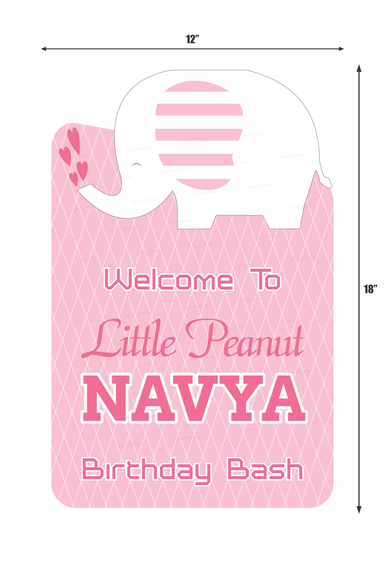 PSI Pink Elephant Theme Customized Welcome Board
