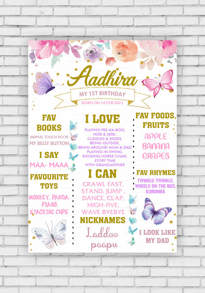 Butterfly Theme White Chalkboard