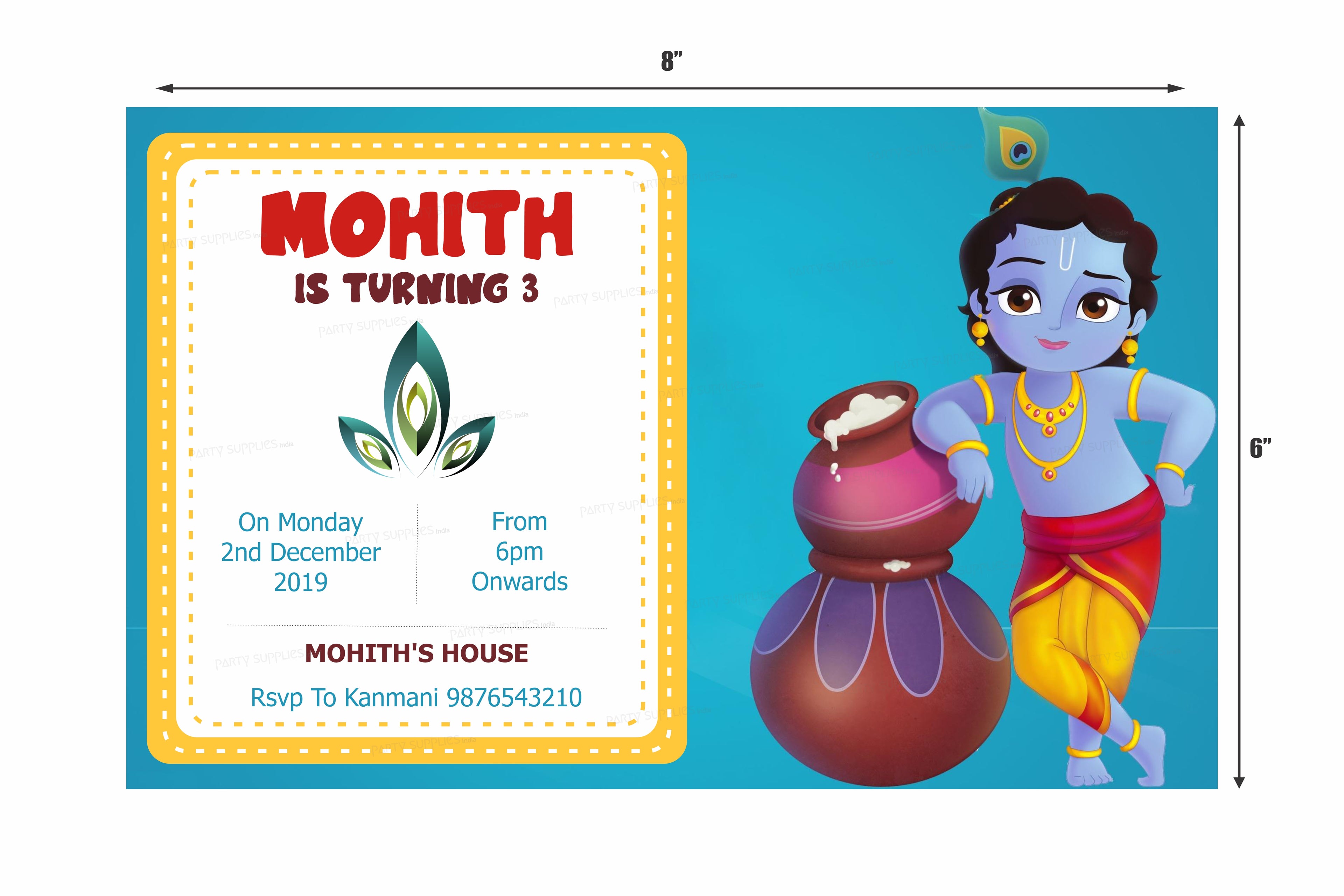 Little Krishna with Pot Theme Invite