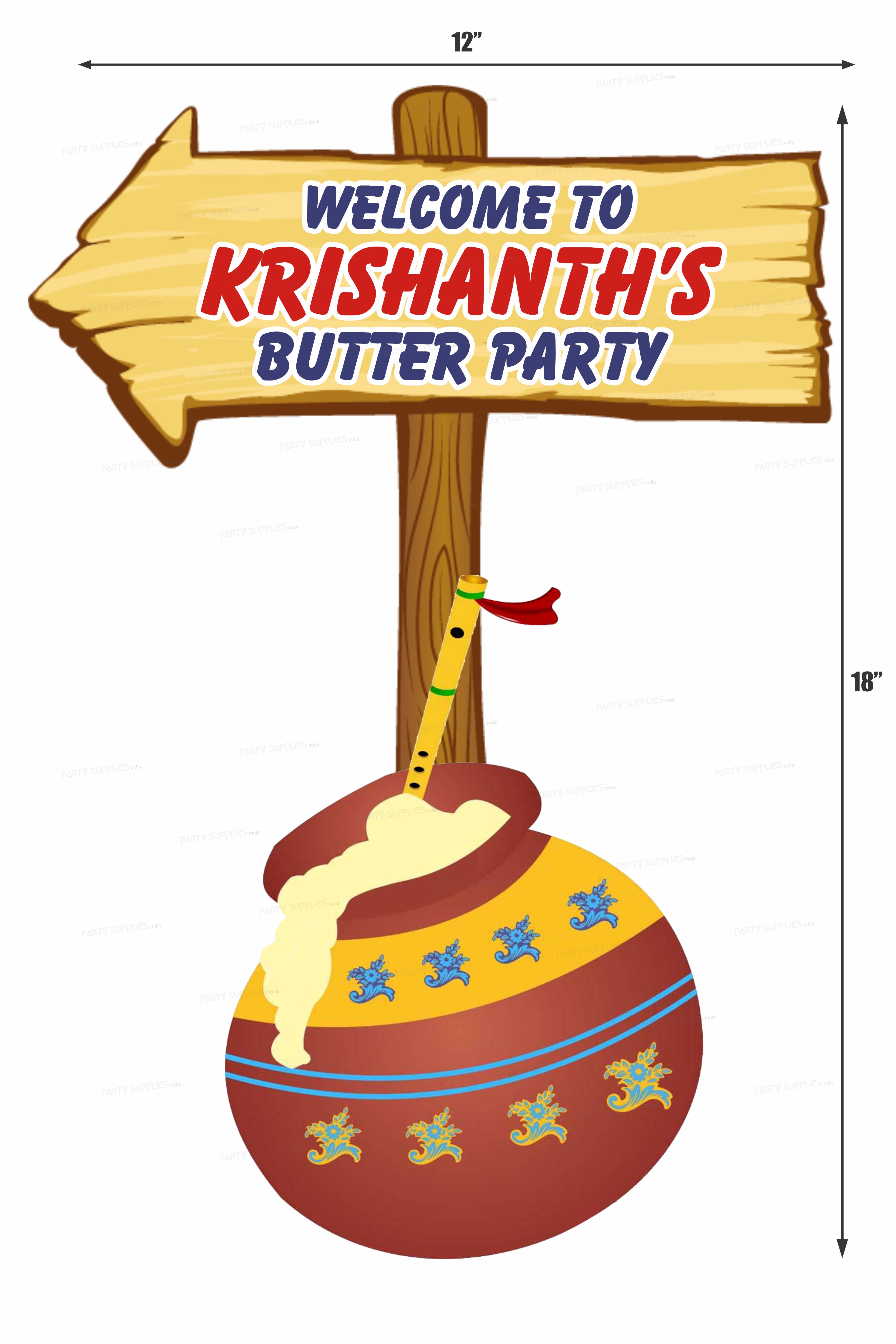 Little Krishna Pot Theme Door Poster