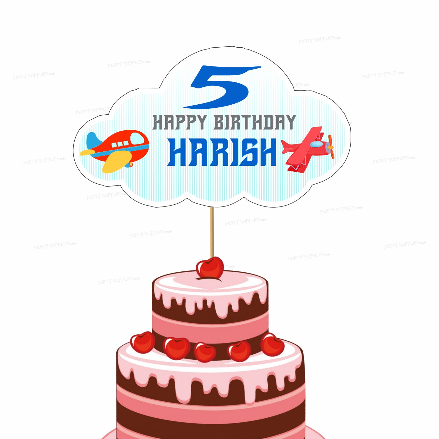 AEROPLANE THEME Personalized CAKE TOPPER