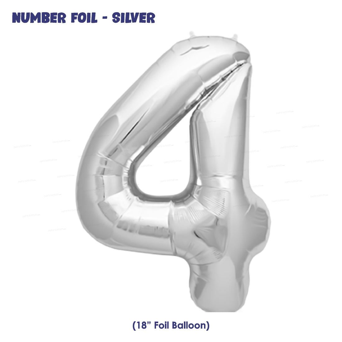 Number 4 Premium Silver Foil Balloon