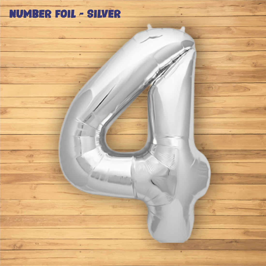 Number 4 Premium Silver Foil Balloon