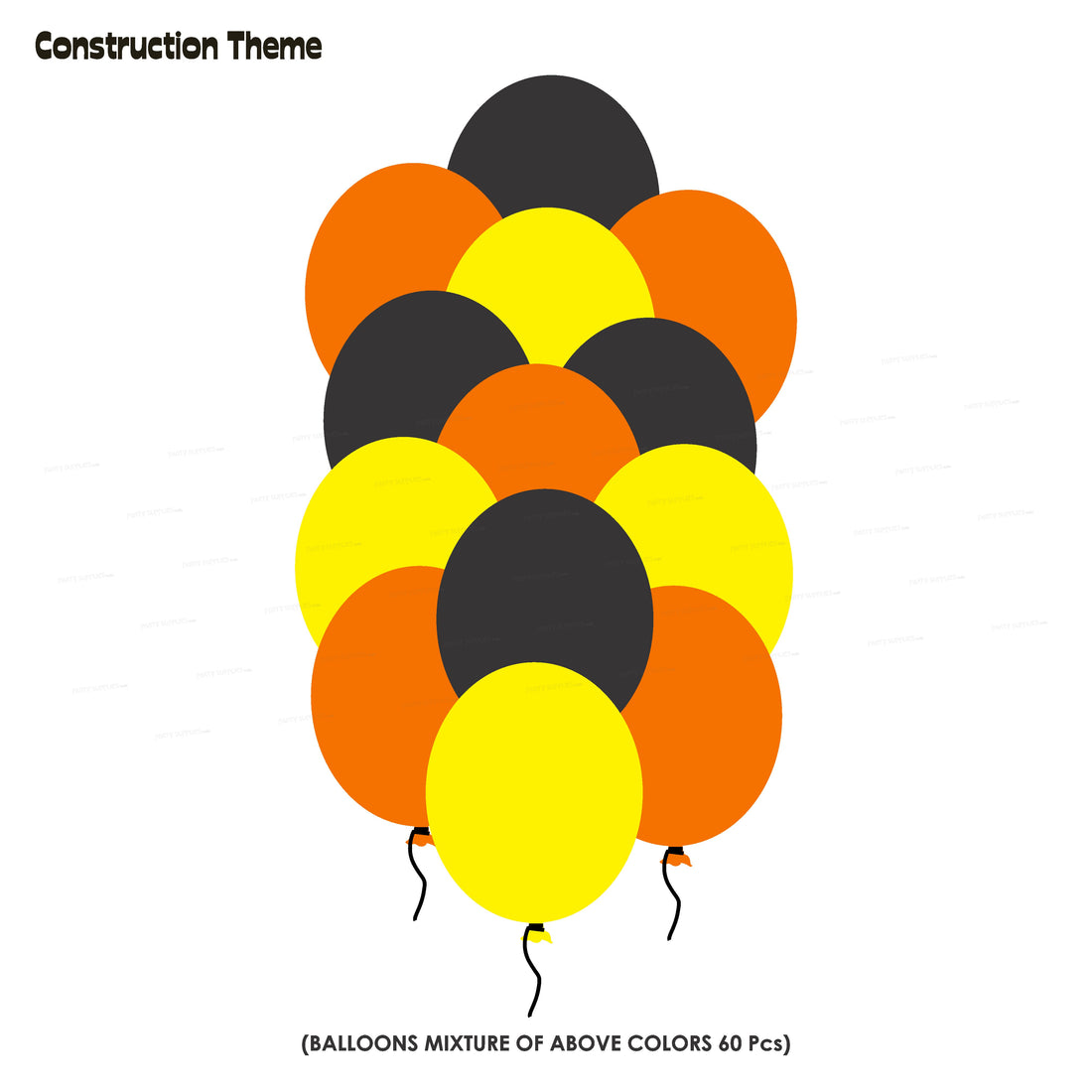 PSI Construction Theme Colour 60 Pcs Balloons