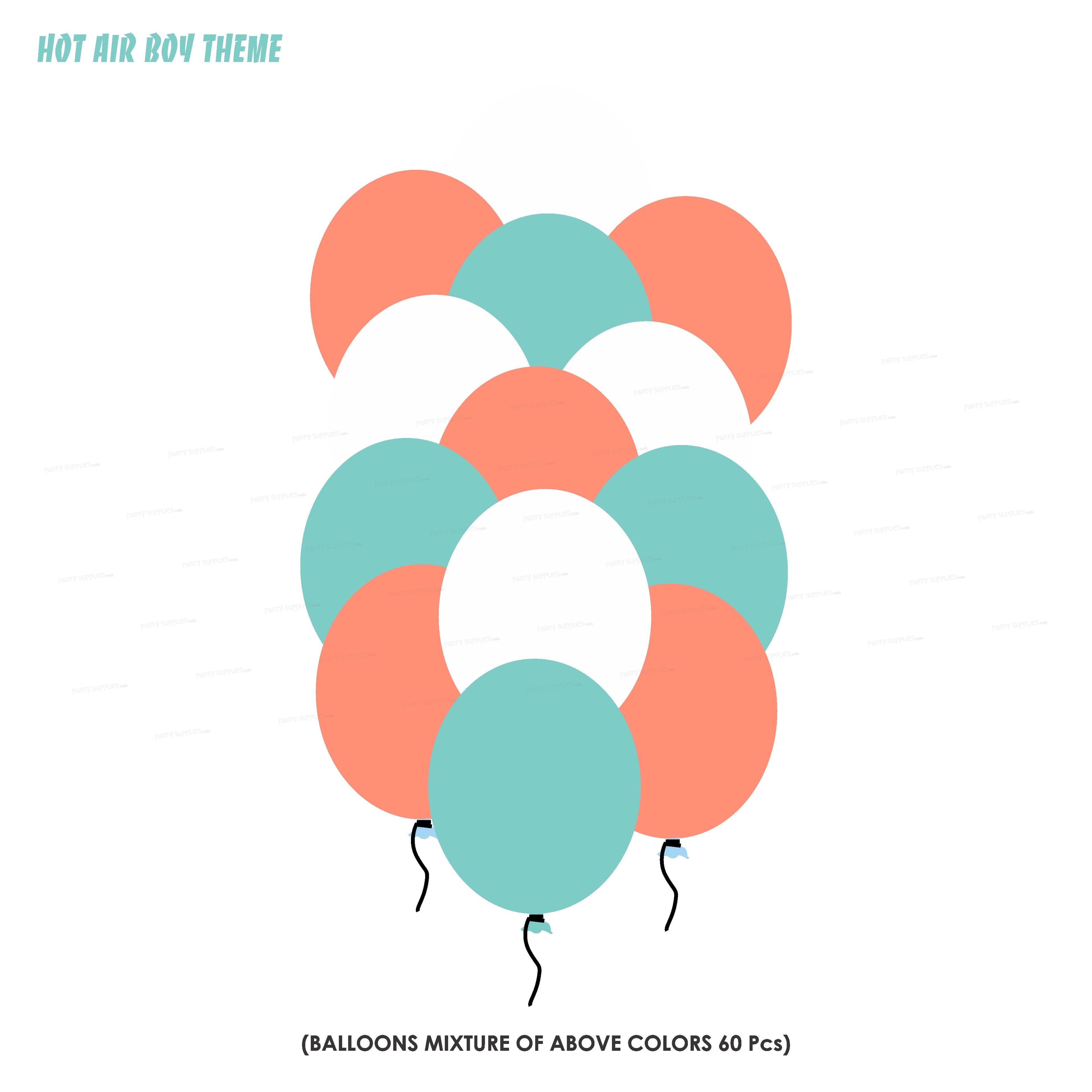 Hot Air Boy Theme Colour 60 Pcs Balloons