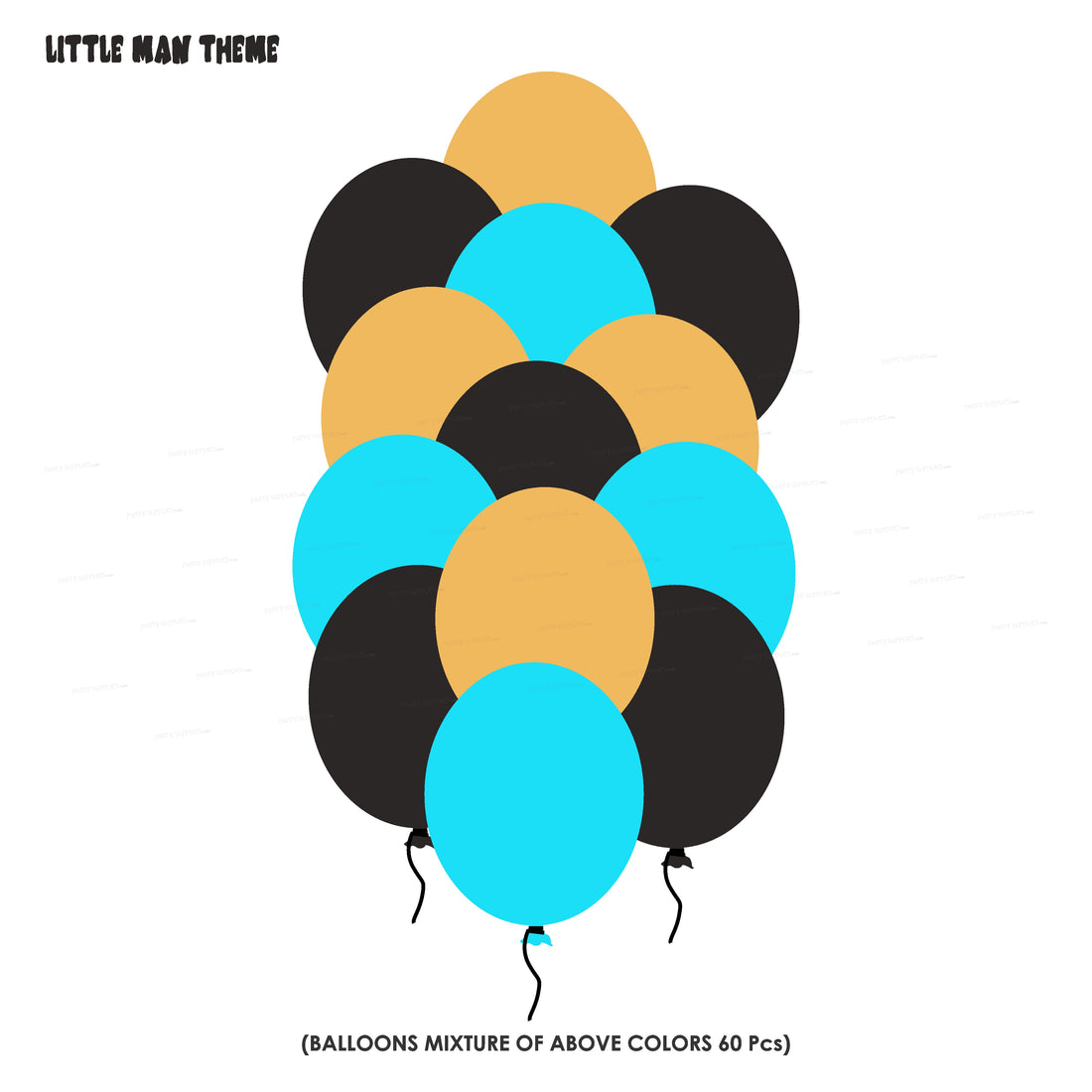 Little Man Theme Colour 60 Pcs Balloons