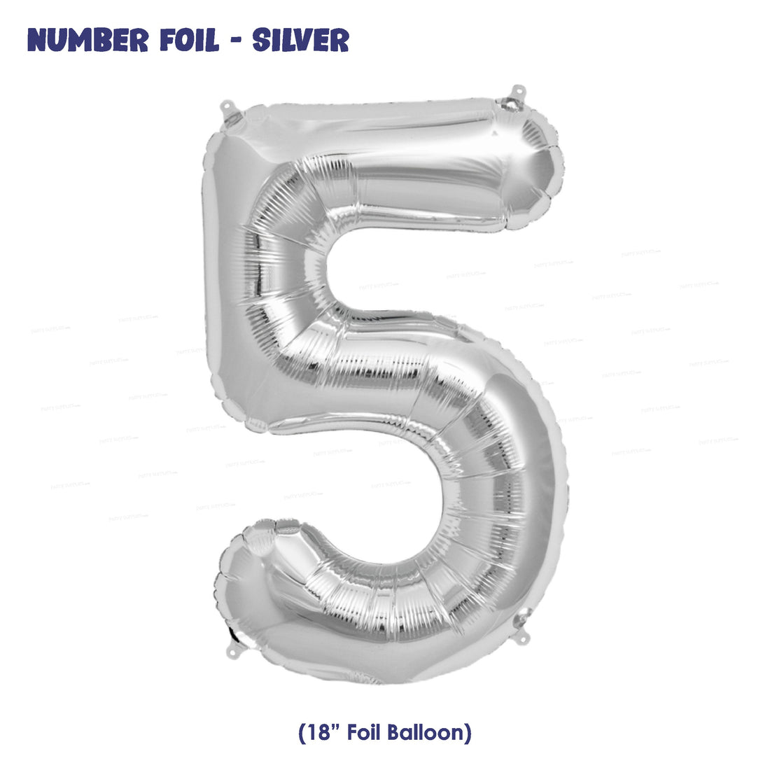Number 5 Premium Silver Foil Balloon