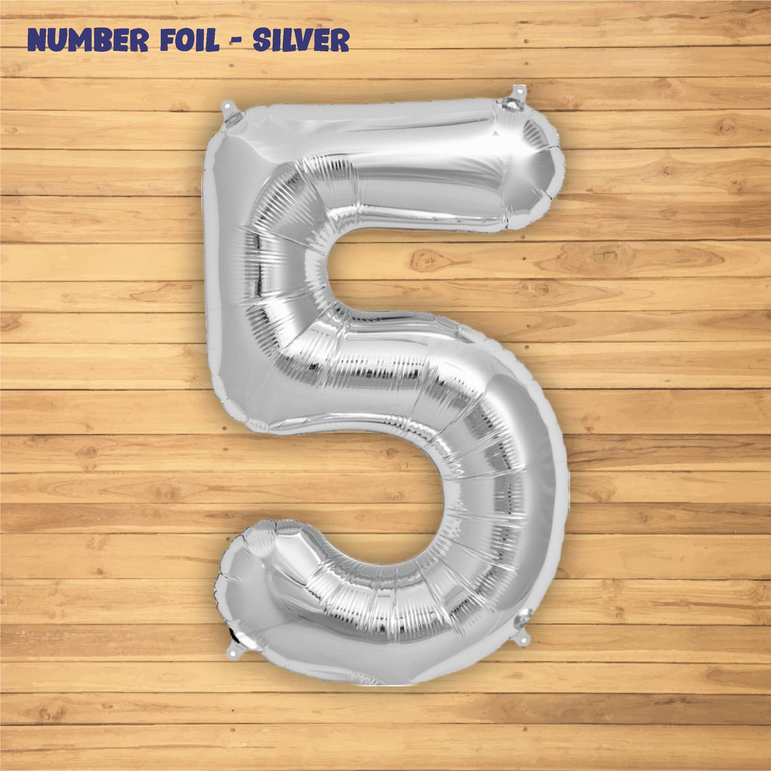 Number 5 Premium Silver Foil Balloon