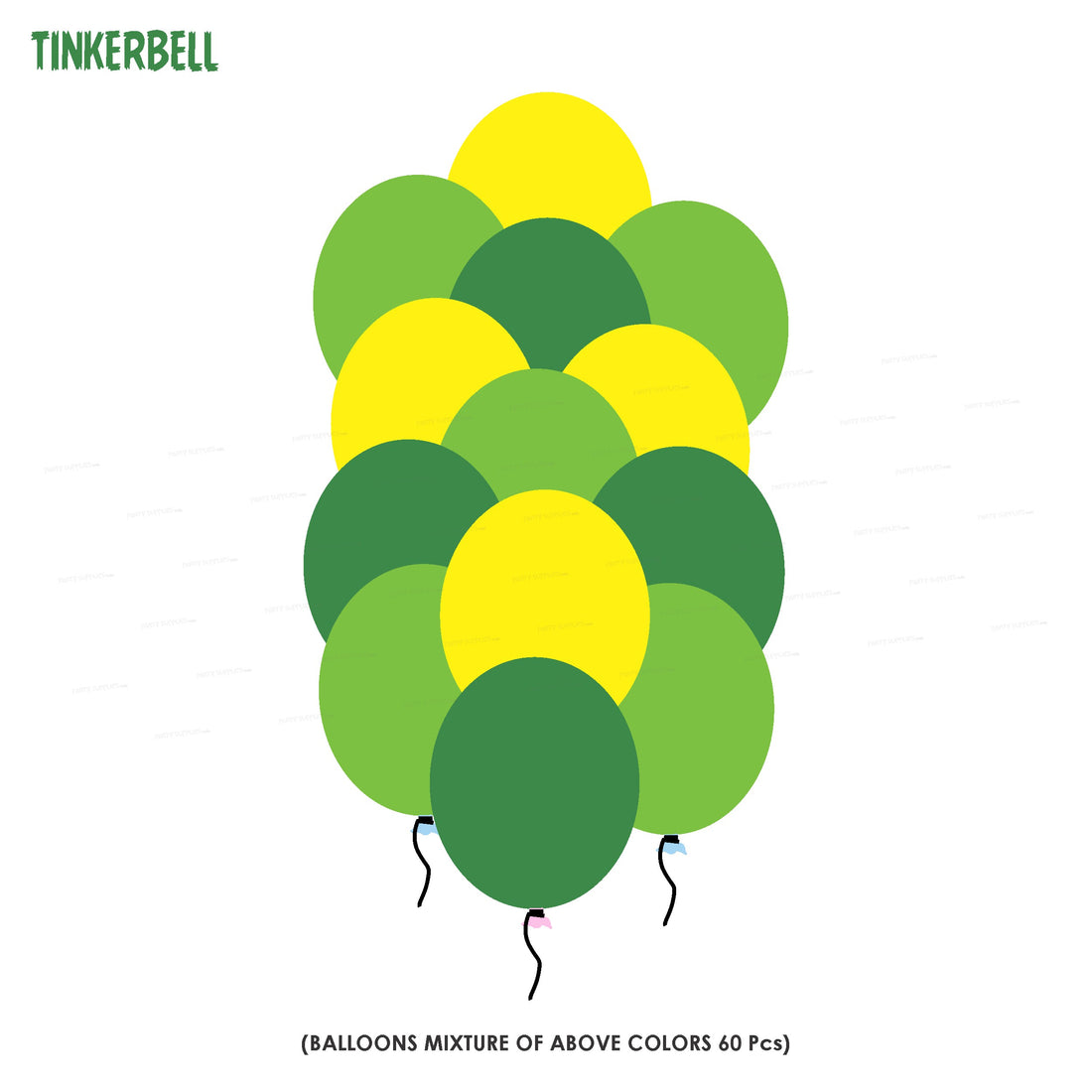 Tinkerbell Theme Colour 60 Pcs. Balloons