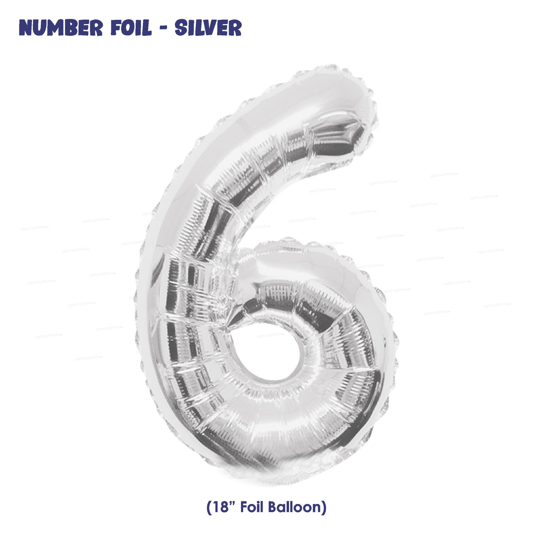 Number 6 Premium Silver Foil Balloon