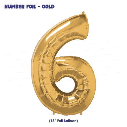 Number 6 Premium Gold Foil Balloon