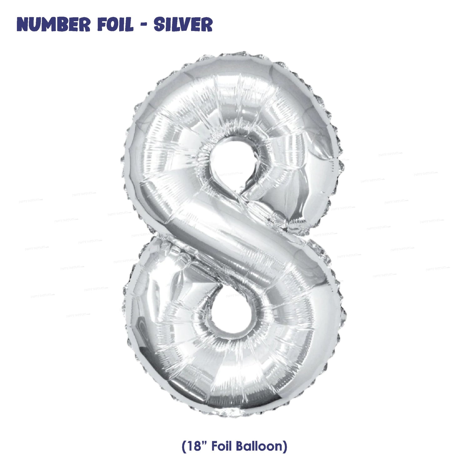 Number 8 Premium Silver Foil Balloon