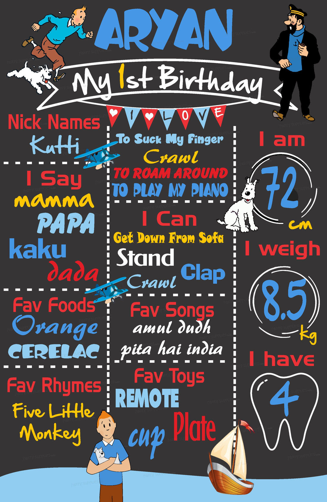 Tintin Theme Chalk Board