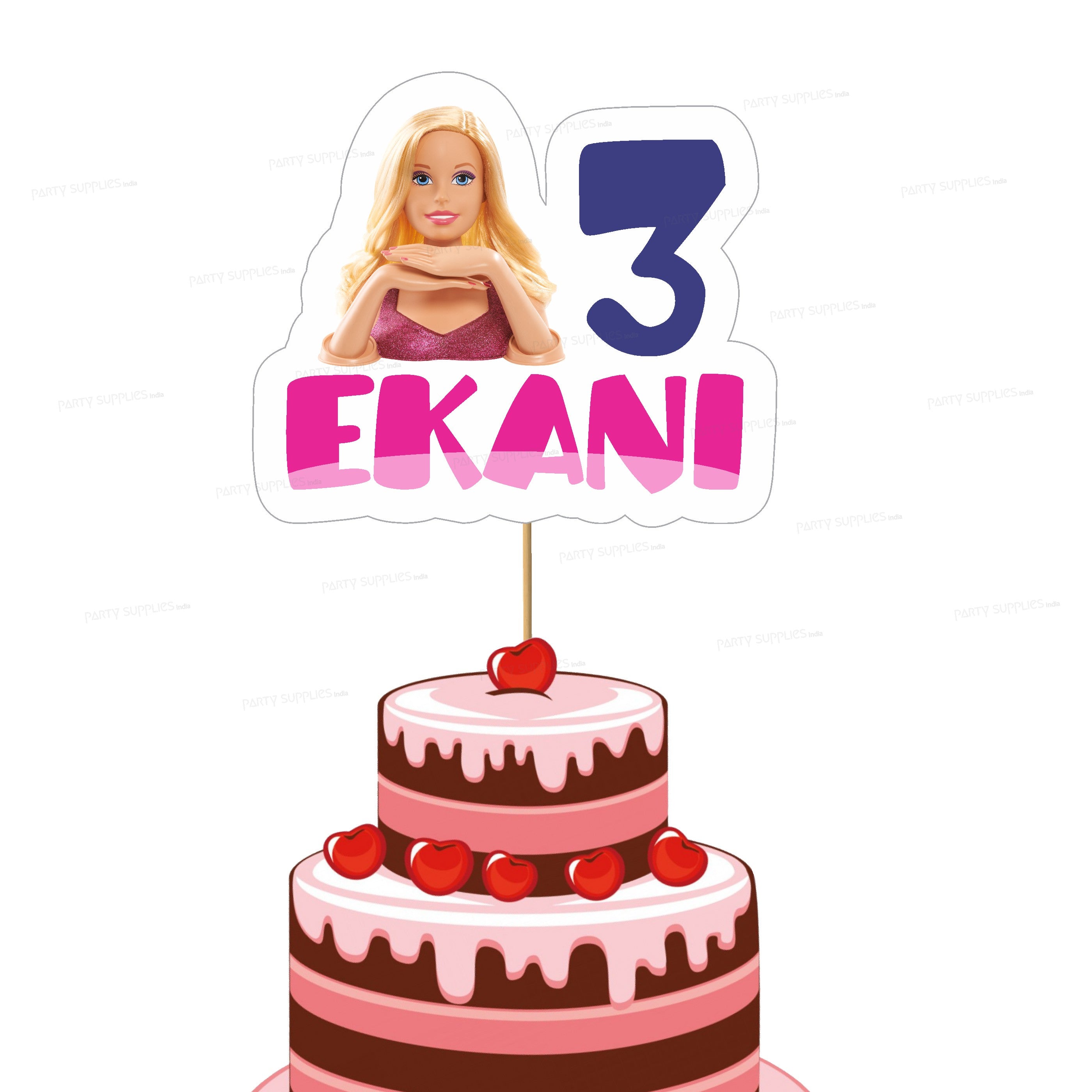 Barbie Theme Customized Cake Topper