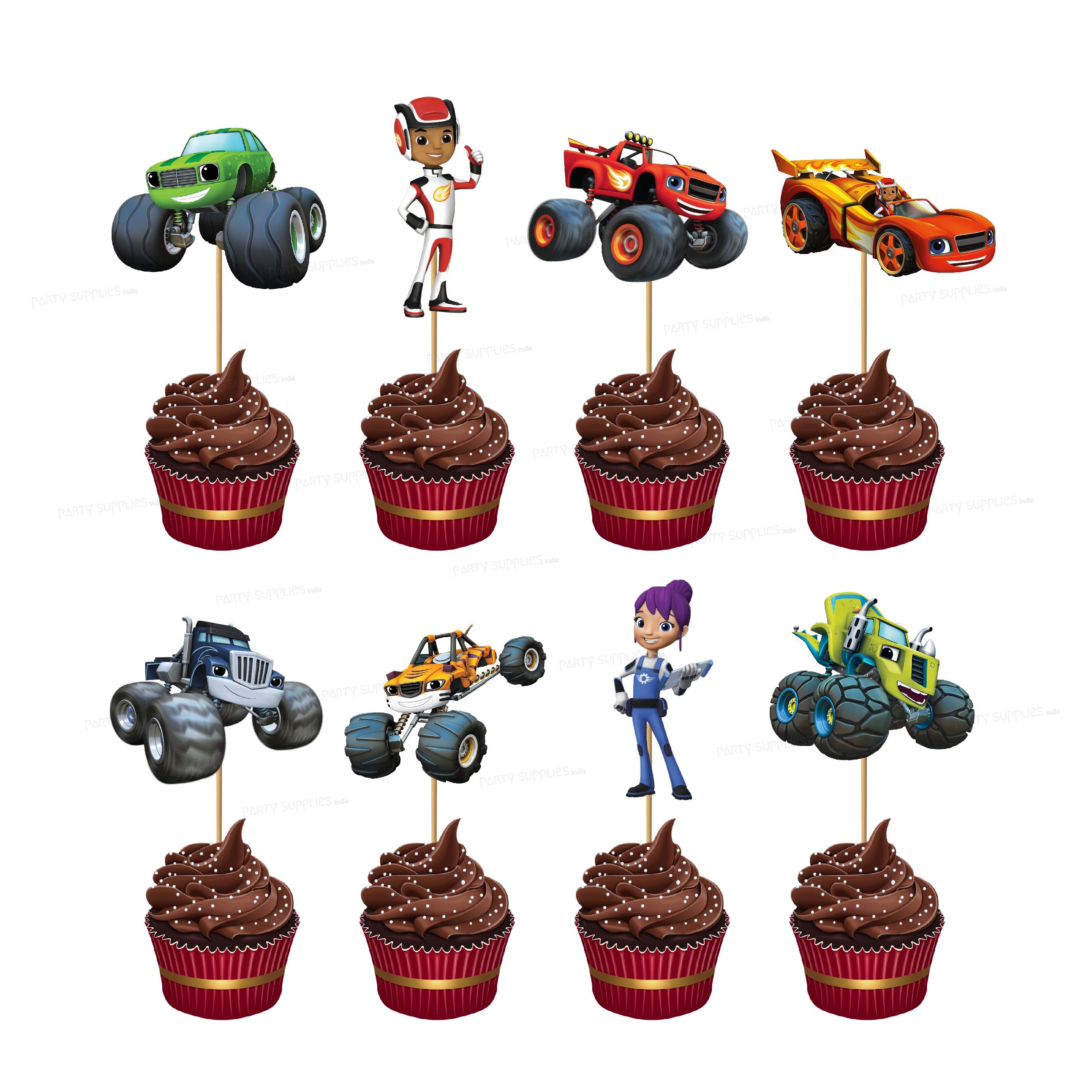PSI Blaze and the Monster Machines Theme Classic Cup Cake Topper