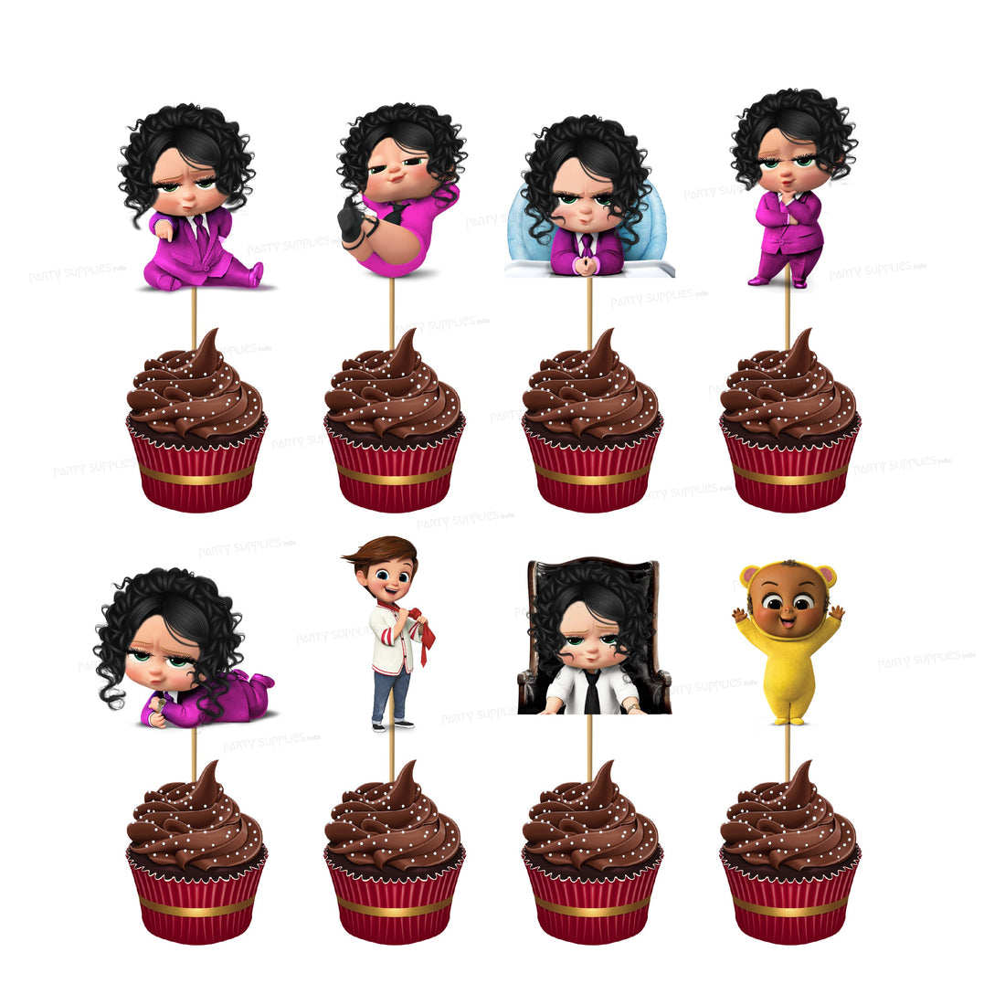 Girl Boss Baby Theme Characters Cup Cake Topper